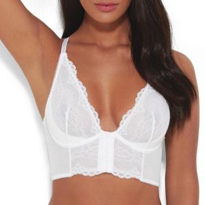 GOSSARD Lace Longline V-B&uuml;gel BH mit Frontverschluss White-75D