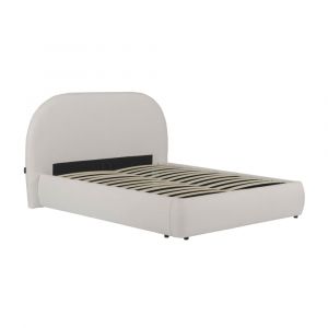 Loungitude Cadre de lit avec coffre en tissu blanc cassé - 140x190cm