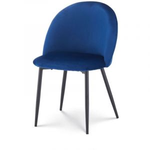Kosmi Chaise de salle à manger ISALYS en tissu velours bleu foncé