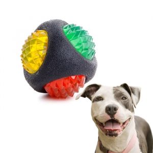 Balle lumineuse &agrave; m&acirc;cher pour chien avec picots, jouet interactif pour rapporter et sauter