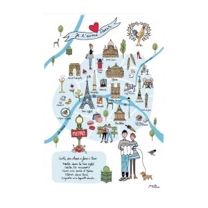 Torchons & Bouchons Torchon Carte Paris 48 X 72 ECRU