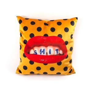 Seletti Coussin Toiletpaper / Shit - 50 x 50 cm jaune/multicolore en tissu