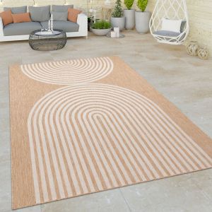 Tapis Exterieur Terrasse Salon Cuisine Motif Boho Geometrique Ethnique Beige 120x160 cm - Paco Home