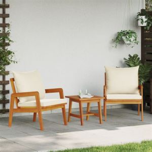 VidaXL Ensembles de chaises, canap&eacute;s et tables de jardin bois massif beige 3 pieces