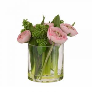 Prix Composition Florale Renoncule Vase 21cm Rose