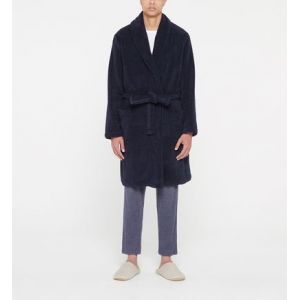 Galeries Lafayette Peignoir long Bath coton bio Bleu - Couleur Bleu - Taille M