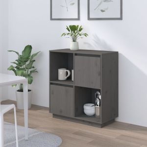 VidaXL Buffet Gris 74x35x80 cm Bois massif de pin