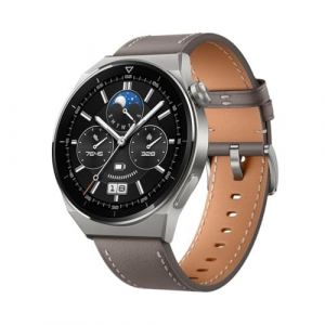 Huawei WATCH GT 3 Pro 46mm Montres Connectées avec ECG, Cuir Gris, GPS, Suivi de la santé en continu, Jusqu'à 14 jours d'autonomie, Charge sans fil, 100+ Modes Sport, Compatible avec iPhone et Android