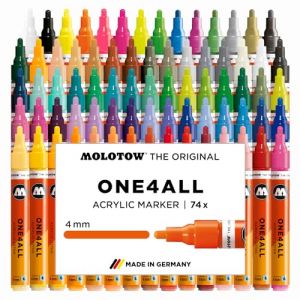 Molotow One4All 227HS Lot de 74 marqueurs acryliques (&eacute;paisseur de trait de 4,0 mm, couvrant et permanent, s&eacute;chage rapide, rechargeables, pour presque toutes les surfaces)