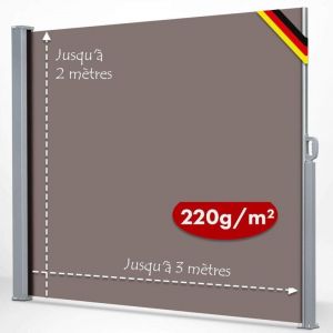 Karat - Paravent rétractable Avec support mural, Kit de montage inclus, Marron, 180 x 300 cm