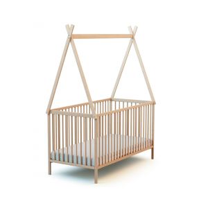 Lit bébé en bois 70 x 140 cm avec tipi - Hêtre brut