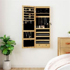 VidaXL Armoire &agrave; bijoux avec miroir et &eacute;clairage LED mural