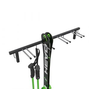 Support mural pour skis S3 - Porte-skis pour 4 paires et bâtons de marche nordique et de trekking, longueur de 83 cm