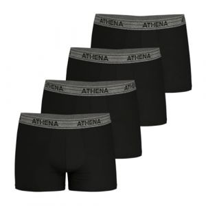 Athena Lot de 4 Boxers Homme Ecopack Noir/Noir/Noir/Noir S