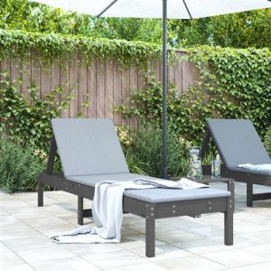 VidaXL Chaise longue gris 199,5x60x74 cm bois massif de pin