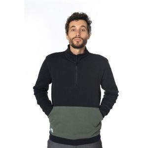 Snap Zip Up Sweater - Sweatshirt Black XL