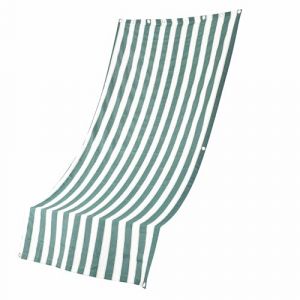 Rideau d'ombrage à Chute 145 x 250 cm, imperméable, 12 Anneaux Inclus, Rayures Vertes et Blanches, Esté
