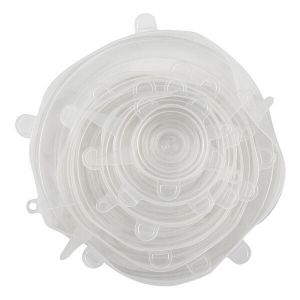 Dotz Set de 6 couvercles transparents ronds en silicone