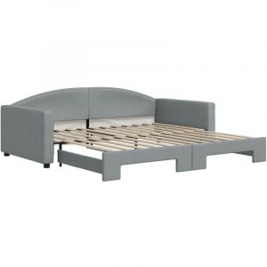 VidaXL Lit de Jour avec Matelas, Canapé-lit, Lit d'Invité, Meuble de Chambre à Coucher Salle de Séjour, Moderne, Gris Clair 100x200 cm Tissu