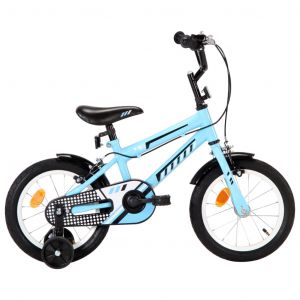 Image de VidaXL Velo pour enfants 14 pouces noir et bleu