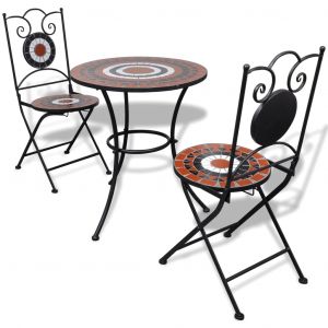 Image de VidaXL Mobilier de bistro 3 pcs Carreau céramique Terre cuite et blanc