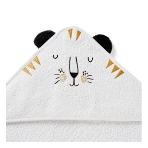 Cape de bain bébé à capuc brodée Kalou Blanc Couleur Blanc Taille 100 x 100 cm