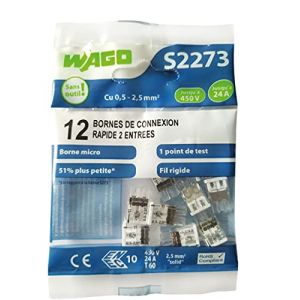 Wago Bornes de connexion automatique blister de 12 bornes 2 entrées S2273 WAG009317