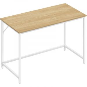 Bureau 60 x 120 x 76 cm cadre en métal couleur chêne naturel et blanc