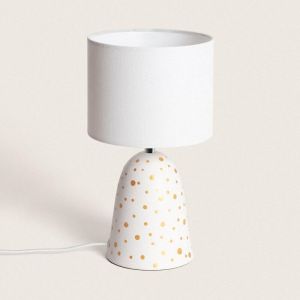 TechBrey Lampe à Poser Céramique et Tissu Argua Blanc