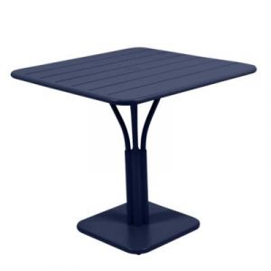 Fermob Table carrée Luxembourg / 80 x 80 cm - Pied central bleu abysse en métal