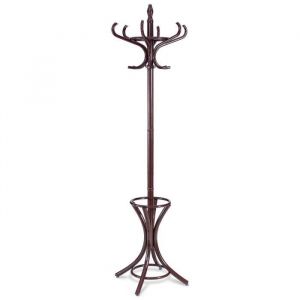 DREAMADE Porte-Manteau sur Pieds en Bois avec 12 Crochets, Porte-Parapluie, Charge Maximale 10KG (Brun rougeâtre)