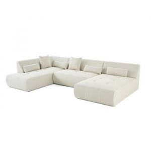 Onyx - canapé panoramique modulable d'angle gauche - 7 places - en tissu mailles 3D - Beige