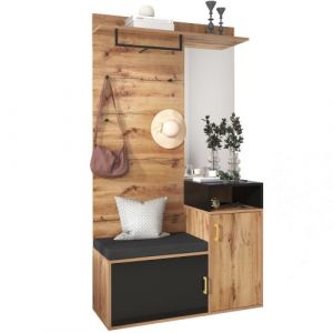 Meuble d'entrée, miroir, meuble à chaussures, porte-manteau, compartiment de rangement