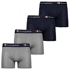 Champion Core x4 Boxeur Ajust, Bleu Marine & Gris Chiné Clair, M (Lot de 4) Homme