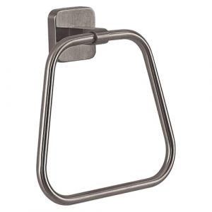 Gedy Tonga Porte-Serviette de Salle de Bain, Porte-Serviettes Mural, Anneau Porte-Serviettes adhésif, Porte-Serviettes sans perçage, Acier Inoxydable, 17 x 4,6 x 16 cm