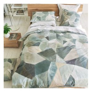 Designers Guild Housse de couette imprimée en percale de coton, Geo Moderne Pewter Beige - Couleur Beige - Taille 140 x 200 cm