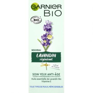 Garnier Soin yeux anti-âge, huile essentielle de lavandin bio, vitamine E , tous types de peaux