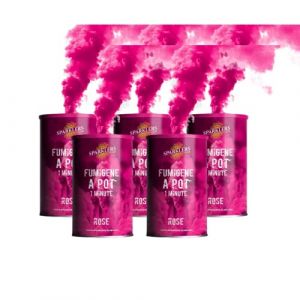 Lot de 5 Fumigènes en Pot 1 MINUTE couleur Rose - Allumage à mèche, durée 60 secondes,