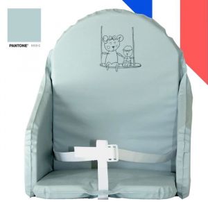 Looping Coussin de Chaise Haute PVC - Fixe - Bébé - Bleu Glacier - Confortable et Sécurisé
