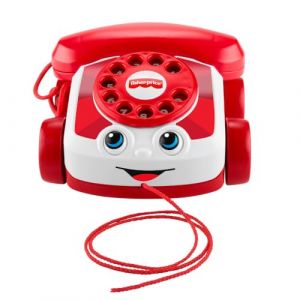 Fisher-Price Téléphone animé Rouge pour bébé, édition 80e Anniversaire Mattel, Jouets à Tirer pour Les bébés et Les Tout-Petits à partir de 1 an, JGG97