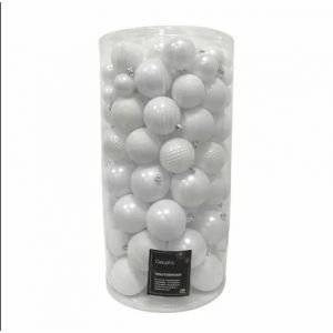 D&eacute;coration de No&euml;l Boules de No&euml;l M&eacute;lange Plastique Hiver Blanc 100pcs