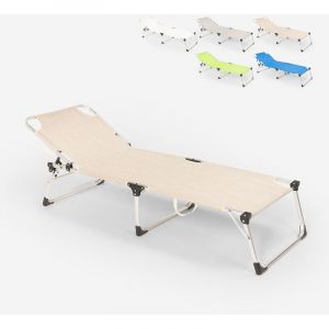 Beach and Garden Design Chaise longue de plage pliante en aluminium Seychelles | Beige