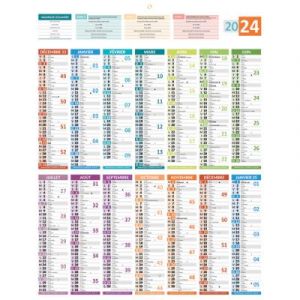 CBG Calendrier vertical - 43x55 cm - 14 mois - avec carte de France admninistrative au dos