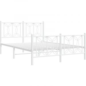 VidaXL Cadre de lit métal avec tête de lit/pied de lit blanc 140x190cm Blanc