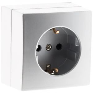 Zenitech - Prise Schuko saillie 16A Bel'Vue - Argent