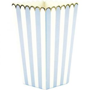 Boite alimentaire modele pop corn avec rayure Bleu Lot de 8