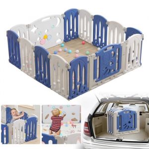 Yuenfong Parc Bébé Pliable Avec Porte Et Planche À Jouet, Xl Parc En Plastique, Parc Enfant Modulable, Sans Bpa, 14 Panneaux