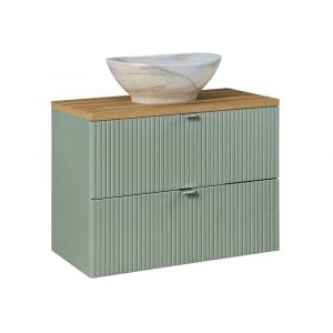 Meuble simple vasque 80cm 2 tiroirs Jade Vert et Bois