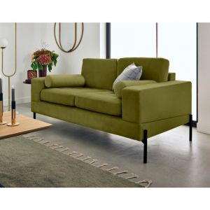 Isaure - canapé droit 2 places en velours - Vert Olive