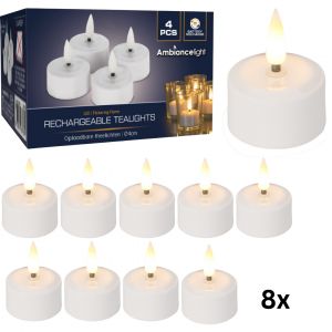 Ambiance Bougie LED - Boîte 8 pièces - Rechargeable - Ø4cm SANS chargeur